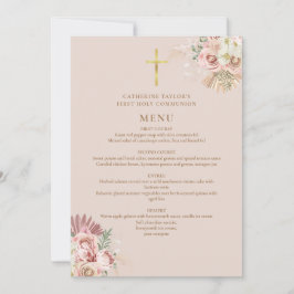 Convites Menu da Primeira Comunhão Floral de Grama das Pamp