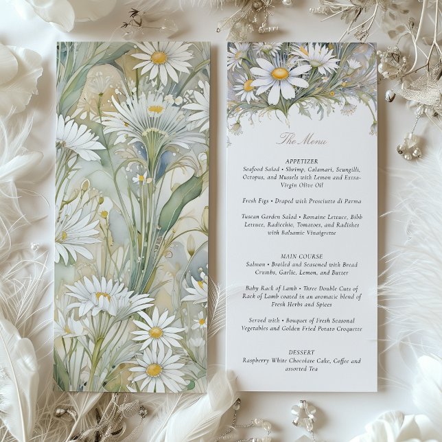 Convites Menu Daisy Wedding Encantador Delicar Pastel (Criador carregado)