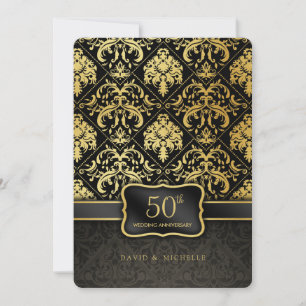 Convites Menu de Aniversário de 50 Anos de Casamento Preto 