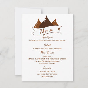 Convites Menu de Beijos de Chocolate Marrons e Brancos