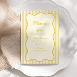 Convites Menu de Casamento Amarelo da Manteiga Moderna