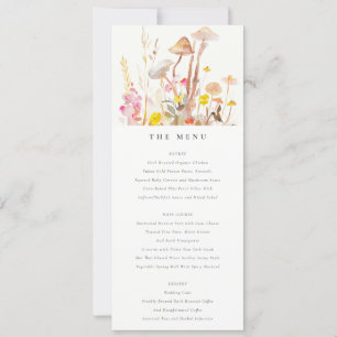 Convites Menu de Casamento Botânico de Autumn Mushroom