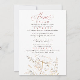 Convites Menu de Casamento Branco de Flores Selvagens Doura