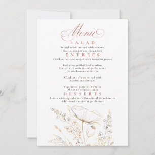 Convites Menu de Casamento Branco de Flores Selvagens Doura