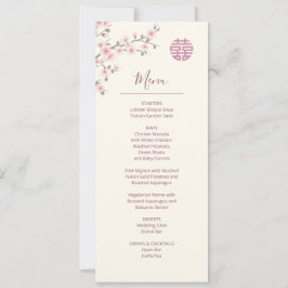 Convites Menu de Casamento Chinês Dusty Pink Cherry Blossom