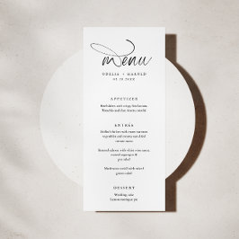 Convites Menu de Casamento da Caligrafia Branca Minimalista