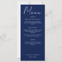 Menu de Casamento da Caligrafia Minimalista Modern
