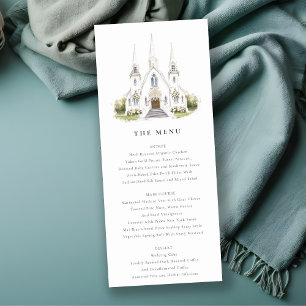 Convites Menu de Casamento da Igreja Católica Simples