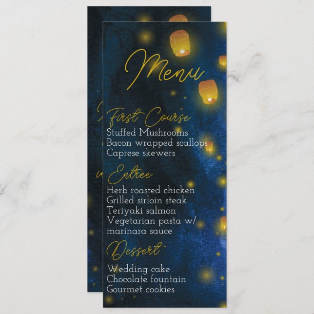 Convites Menu de Casamento da Lanterna Mágica (Frente/Verso)