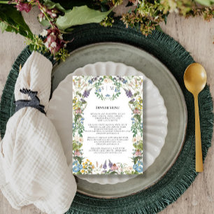 Convites Menu de Casamento da primavera de Prados Florais d