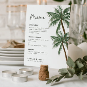 Convites Menu de casamento das Palmeiras Minimalistas