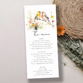 Convites Menu de Casamento de Aves Aquáticas Botânicas Selv