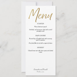 Convites Menu de Casamento de Caligrafia Minimalista Branco