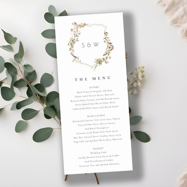 Convites Menu de Casamento de Crest de Flores Selvagens, Ro (Criador carregado)