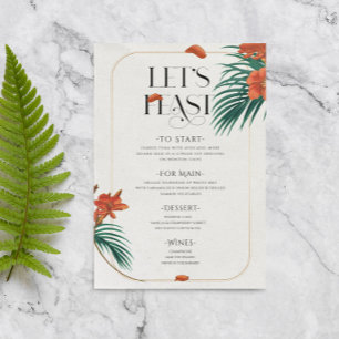 Convites Menu de Casamento de Flores Tropicais Sofisticadas