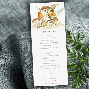 Convites Menu de Casamento de Folhagem Fern de Mushroom Lar