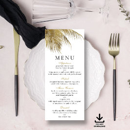 Convites Menu de Casamento de Praia da Palm Tropical Elegan