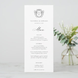 Convites Menu de Casamento do Monograma de Crest Preto da E