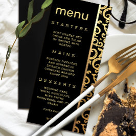 Convites Menu de Casamento do Quadro de Ouro Elegante