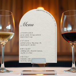 Convites Menu de Casamento Ecru White Arch Minimalista de D