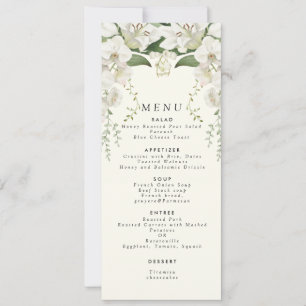 Convites Menu de Casamento Floral da Lily White Elegante