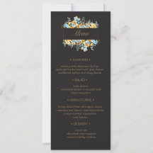 Menu de Casamento Floral de Turquesa de ouro luxuo