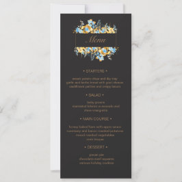 Convites Menu de Casamento Floral de Turquesa de ouro luxuo