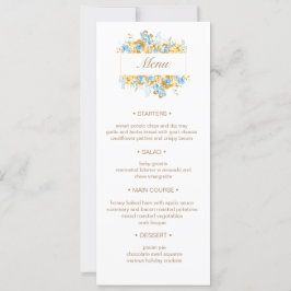 Convites Menu de Casamento Floral de Turquesa de ouro luxuo
