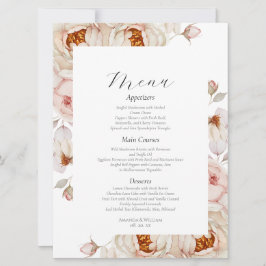 Convites Menu de Casamento Floral Elegante