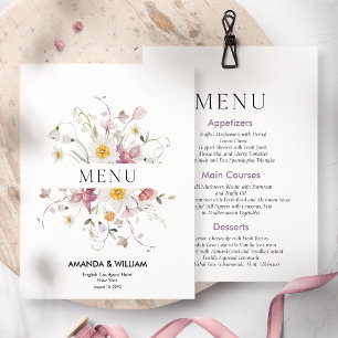 Convites Menu de Casamento Floral Elegante