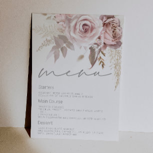 Convites Menu de Casamento Floral Rosa Digital Deslumbrante