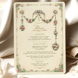Convites Menu de Casamento Floral Victorian Delicate Garlan