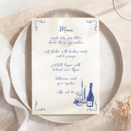 Convites Menu de Casamento Ilustrado Manuscrito Whimsical