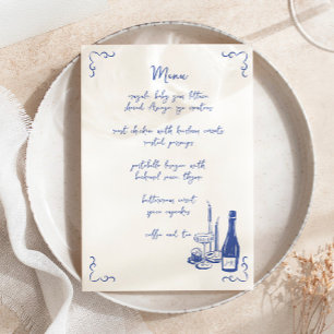 Convites Menu de Casamento Ilustrado Manuscrito Whimsical