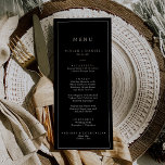 Convites Menu de Casamento Imprimível a Preto Escuro Minima<br><div class="desc">Este cartão de menus preto escuro minimalista é perfeito para um casamento simples. A design romântica moderna apresenta tipografia clássica entre preto e branco. Personalizável em qualquer cor. Mantenha o design simples e elegante, como está, ou personalize-o adicionando seus próprios gráficos e trabalhos de arte. Este menu pode ser usado...</div>