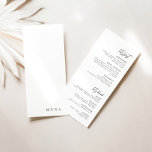 Convites Menu de Casamento Moderno da Caligrafia Branca Del<br><div class="desc">Design apresenta uma fonte manuscrita e um design minimalista moderno. Projetado para coordenar com a coleção de convites de casamento "ESSENTIALS". Para alterar os detalhes,  clique em "Detalhes". Veja o link de coleção nesta página para ver todos os itens correspondentes neste belo design ou veja a coleção aqui: https://bit.ly/3iNzQAD</div>