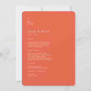 Convites Menu de Casamento Moderno de Tangerine Arredondada