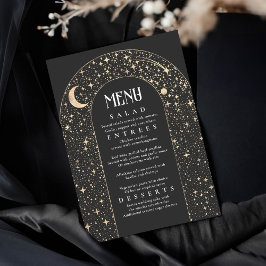 Convites Menu de Casamento Negro do Arco da Noite Celestial