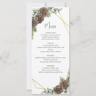 Convites Menu de Casamento no inverno do Cone do Pine Verde
