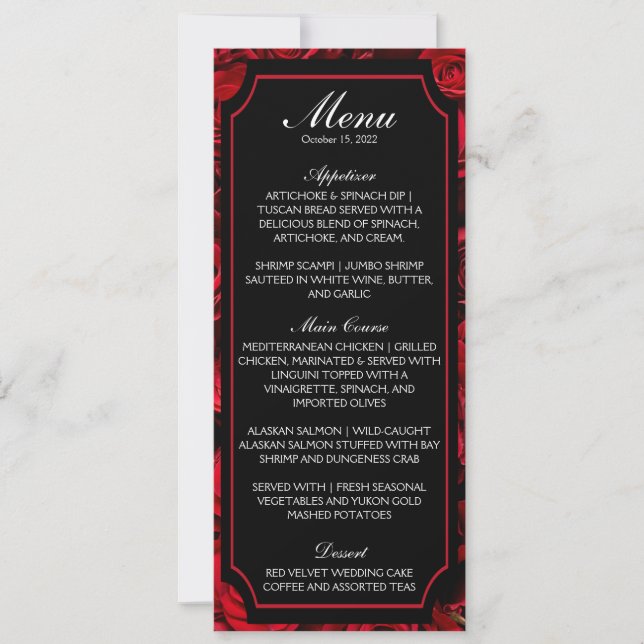 Convites Menu de Casamento Rosa gótico (Frente)