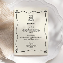 Convites Menu de Casamento Whimsical com Letras Manuscritas