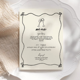 Convites Menu de Casamento Whimsical com Letras Manuscritas