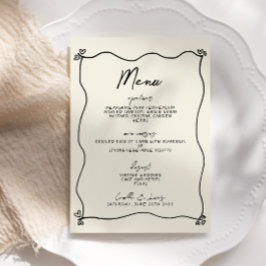 Convites Menu de Casamento Whimsical com Letras Manuscritas