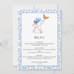 Convites Menu de Chá de Bebê Menina Romântico Francês Bonjo