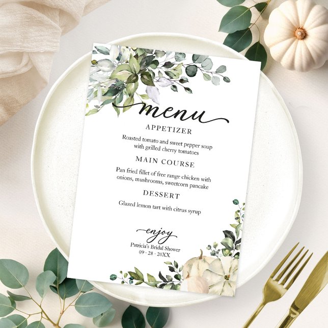 Convites Menu de Chuveiro Nupcial de Abóbora com Verdura pa (Criador carregado)