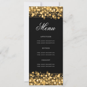 Convites Menu de Festa de aniversário Elegante Dourado