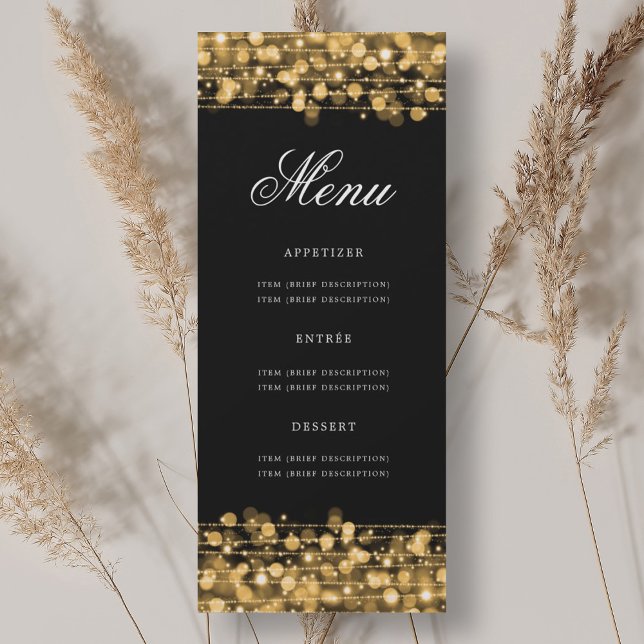 Convites Menu de Festa de aniversário Elegante Dourado (Elegant 70th Birthday Party Menu Gold Invitation)
