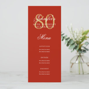 Convites Menu de Festa de aniversário Elegante - Vermelho D