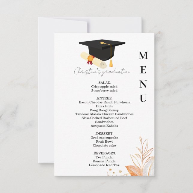 Convites Menu de janta de Festa de formatura Whimsical Mini (Frente)