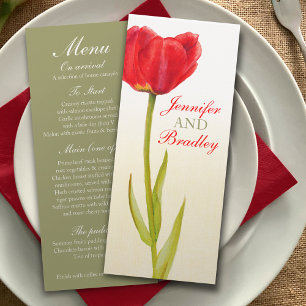 Convites Menu de janta de tulipa vermelha